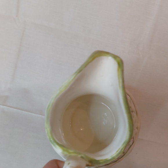 Vintage Green and White Ceramic Pitcher - Picture 5 of 6